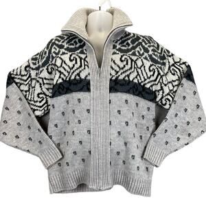 Vtg Clipper Mist Sweater Mens Large Grandpacore Cabincore AOP Allover Mock Neck